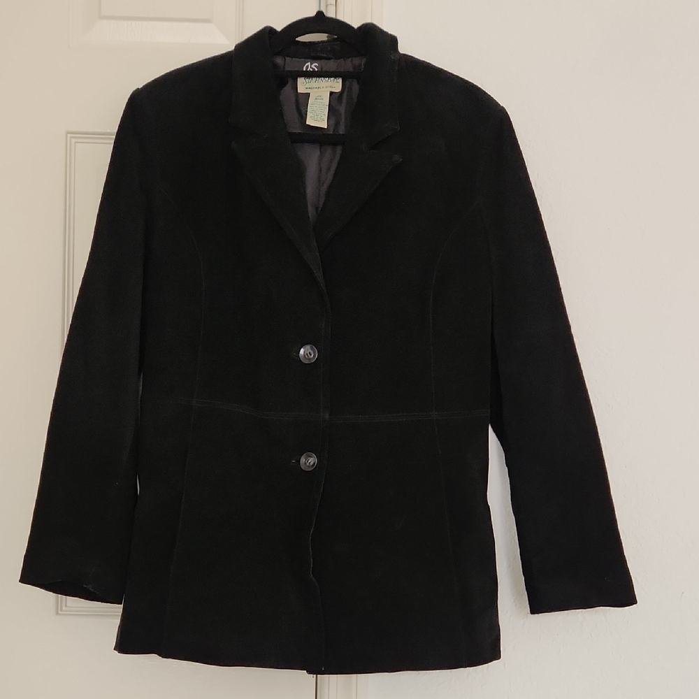 1970s Vintage St John Bay Washable Black Suade Jacket Large